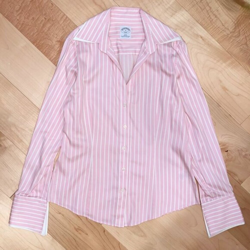 Brooks Brothers Pink & White Vertical Stripe Button-Down Shirt